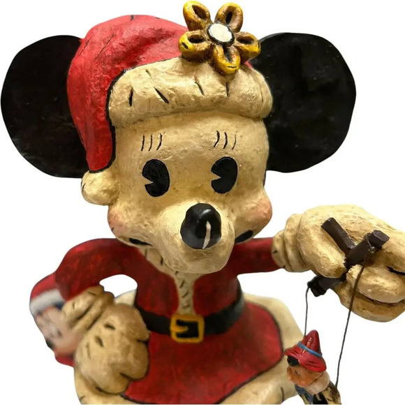 Disney Santa Minnie Vintage Holiday Sculpture Figurine Hand Made 9" New w/ Box - Picture 2 of 10